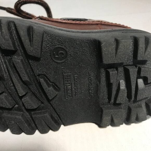Smartfit Brown Leather Kids Boat Shoes Sz 5 Sturdy Rubber Soles Comfortable Fit - Picture 9 of 10